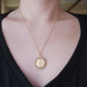 Vintage Gold Saint St Christopher Miraculous Medal Necklace