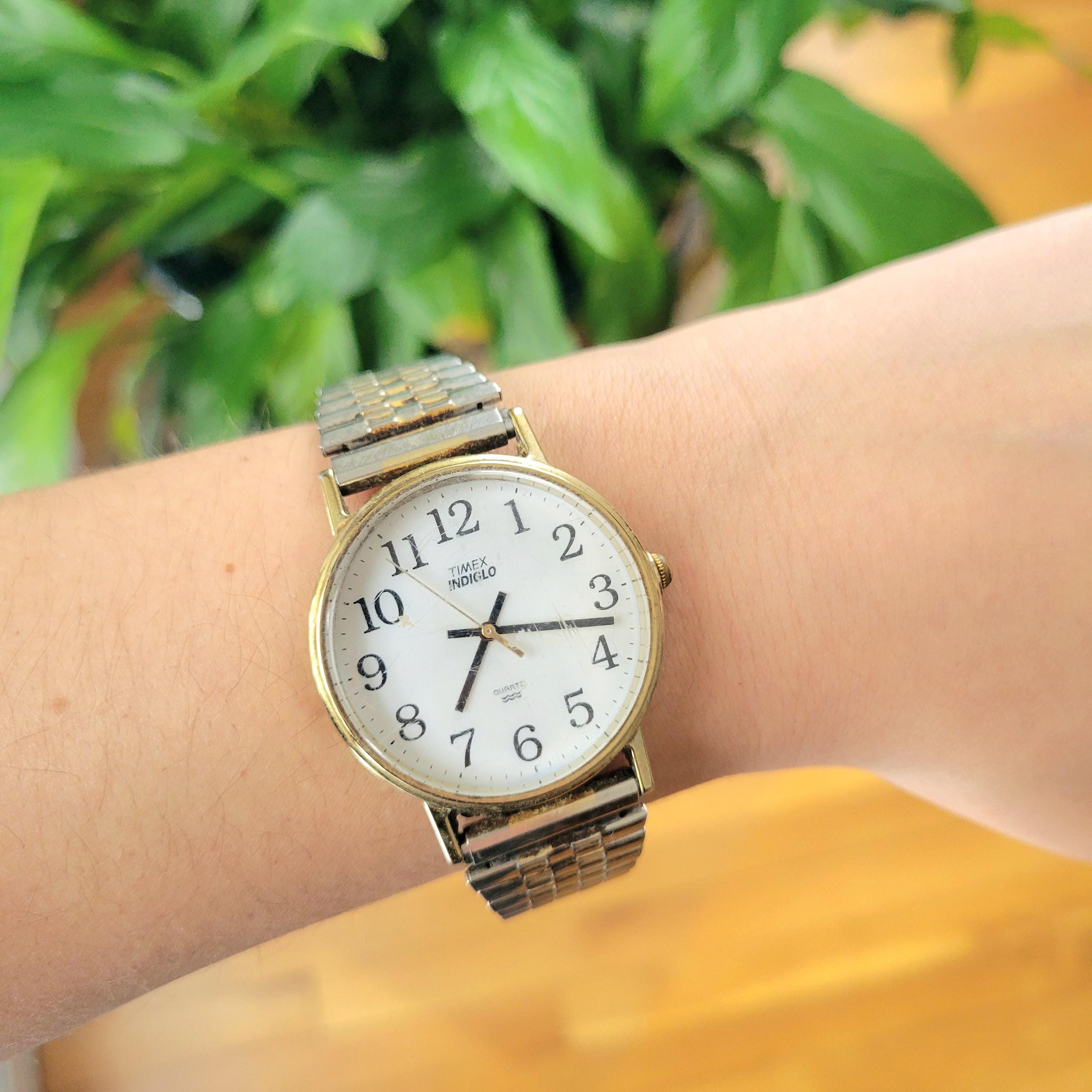 Vintage Timex Indiglo Quartz Silver & Gold Classic Unisex 