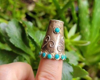 RARE* Vintage Native American Navajo Sleeping Beauty Turquoise Sterling Silver Thimble