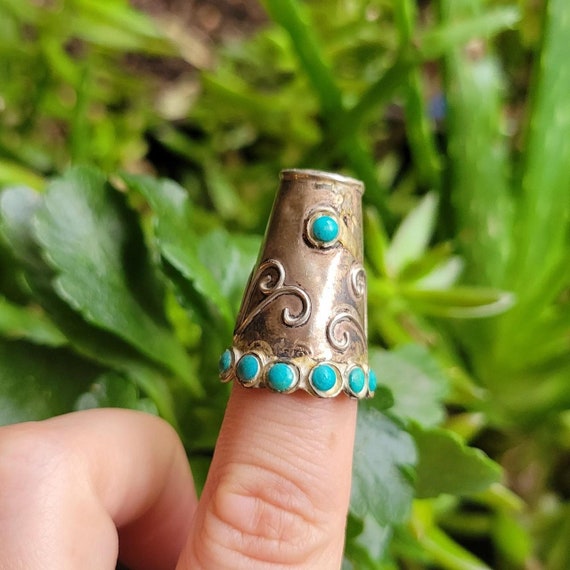 Rare Vintage Native American Navajo Green Turquoise Sterling Silver Ring Rare Vintage Native American Navajo Green Turquoise Sterling Silver Ring