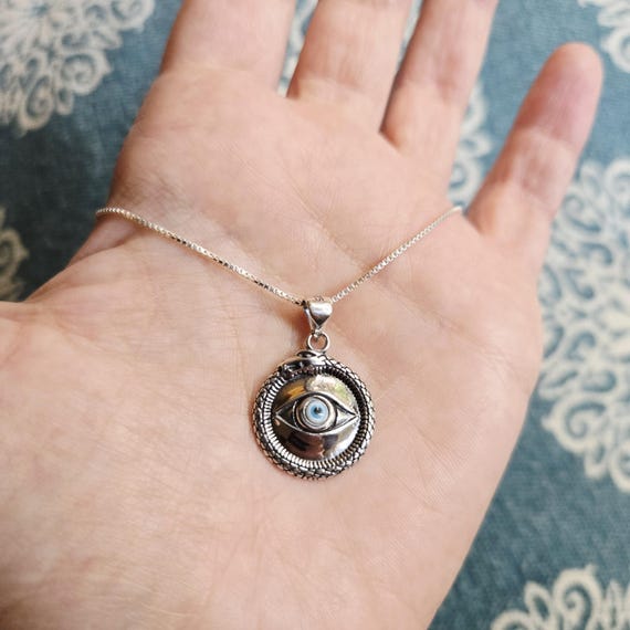 Solid 925 Sterling Silver Genuine Evil Eye Wolf M… - image 4