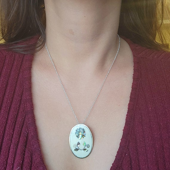 Vintage Mexican Alpaca Abalone Mother of Pearl Ne… - image 6