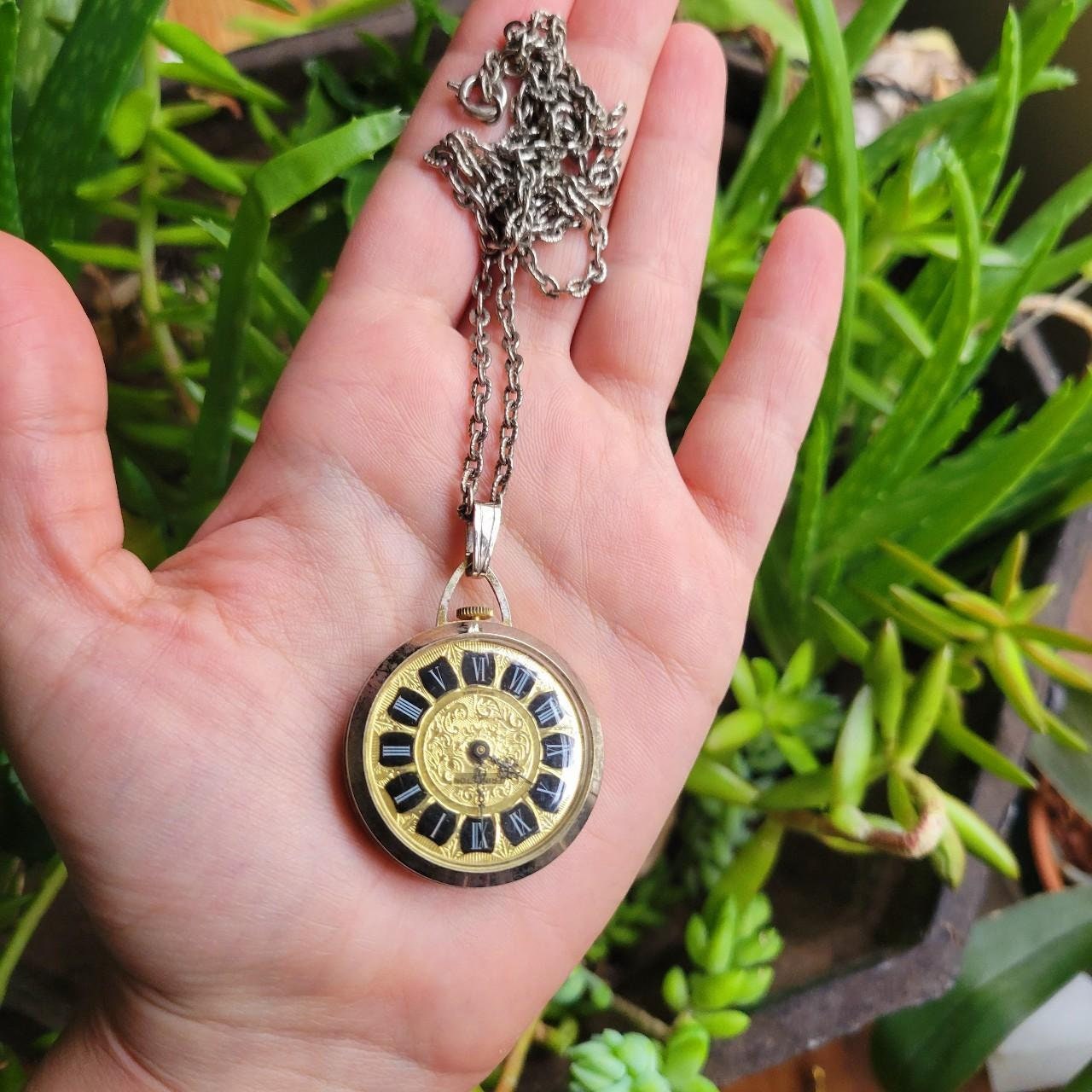Vintage watch necklace sale