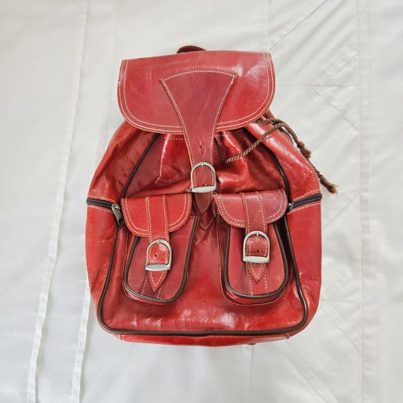 Genuine Leather Moroccan Handmade Cherry Leather Small  display picture 2