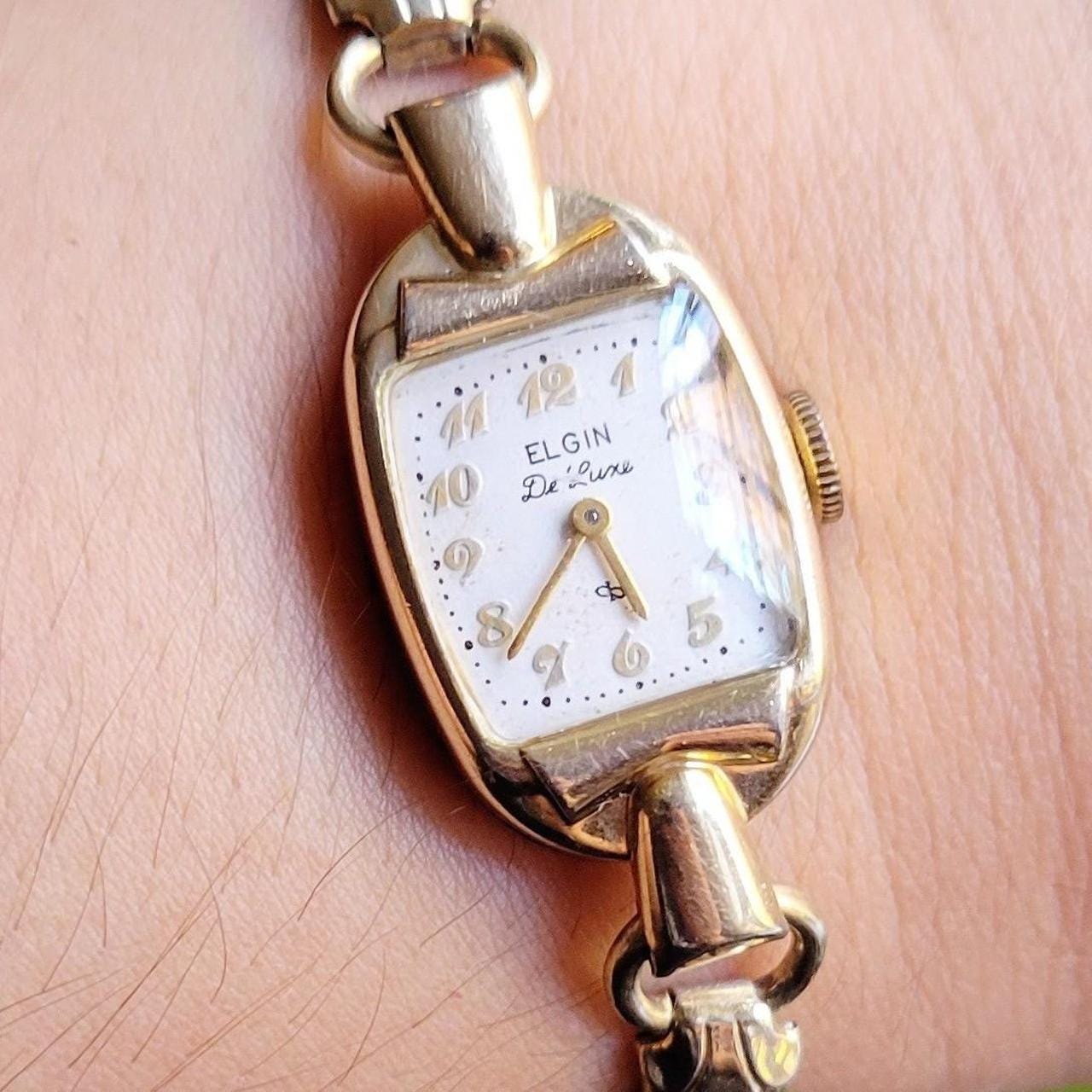 Vintage 10K RGP Elgin Deluxe Classic Womens Womans Gold Square