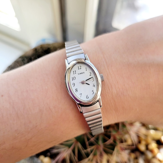 Vintage Timex Dainty Silver Stretch Watch