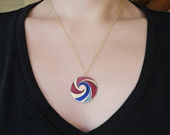 Collar vintage de circo con remolinos de esmalte cloisonné