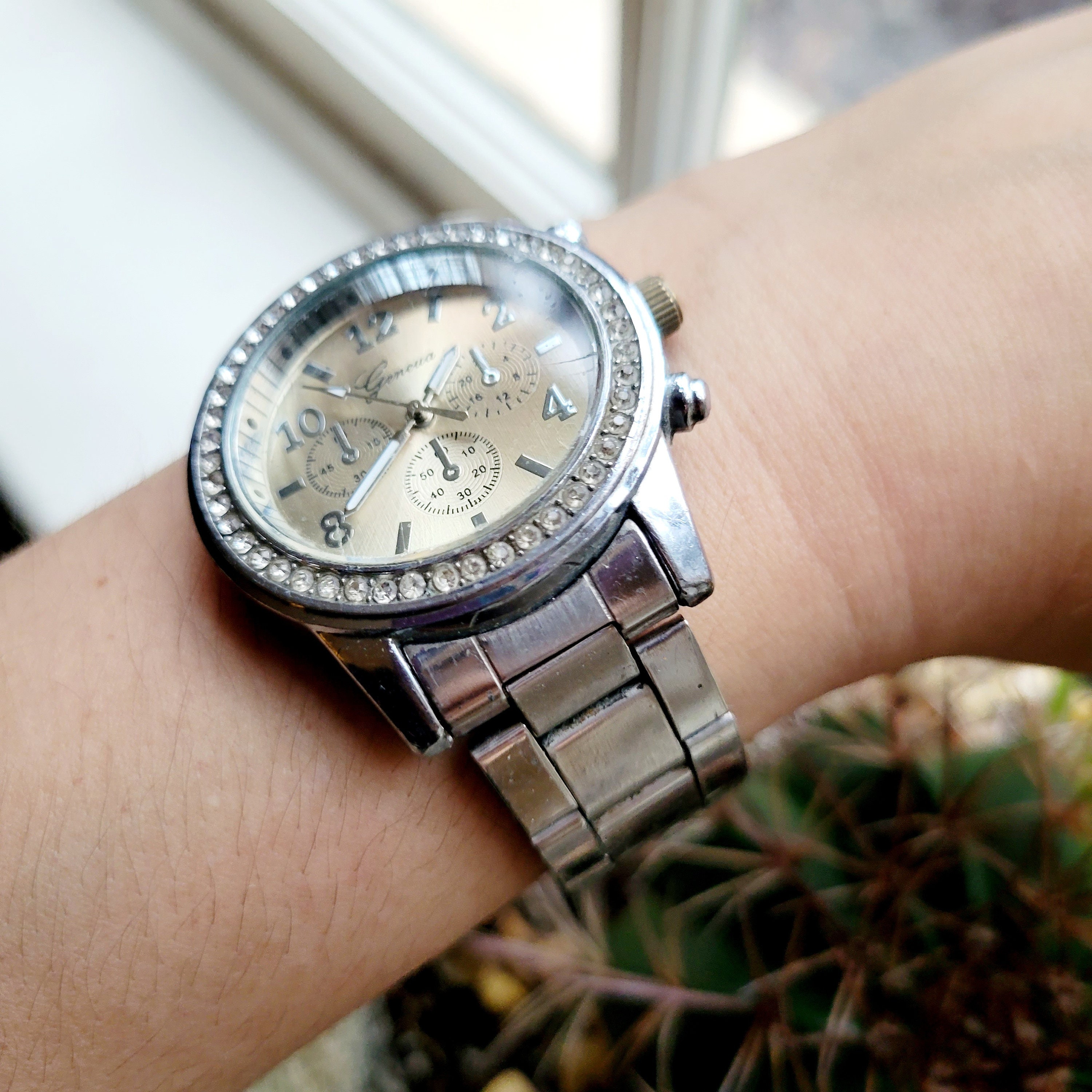 Classic Geneva Rhinestone Black & Rose Gold Watch - Etsy