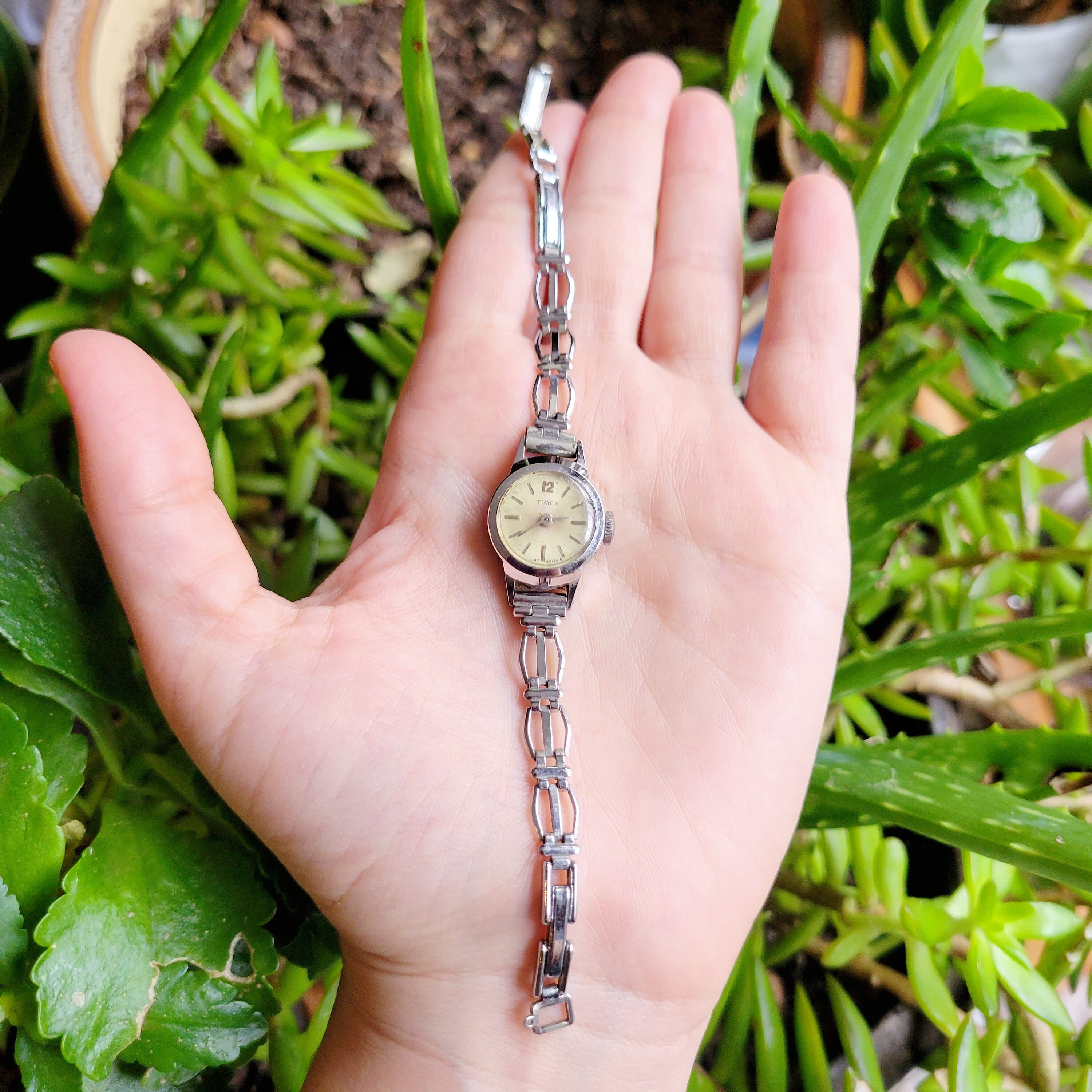 Vintage Timex Dainty Silver Watch - Etsy