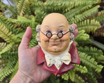 Adorno de pared coleccionable vintage de Bossons England de 1964: Mr. Pickwick, personaje de Charles Dickens.