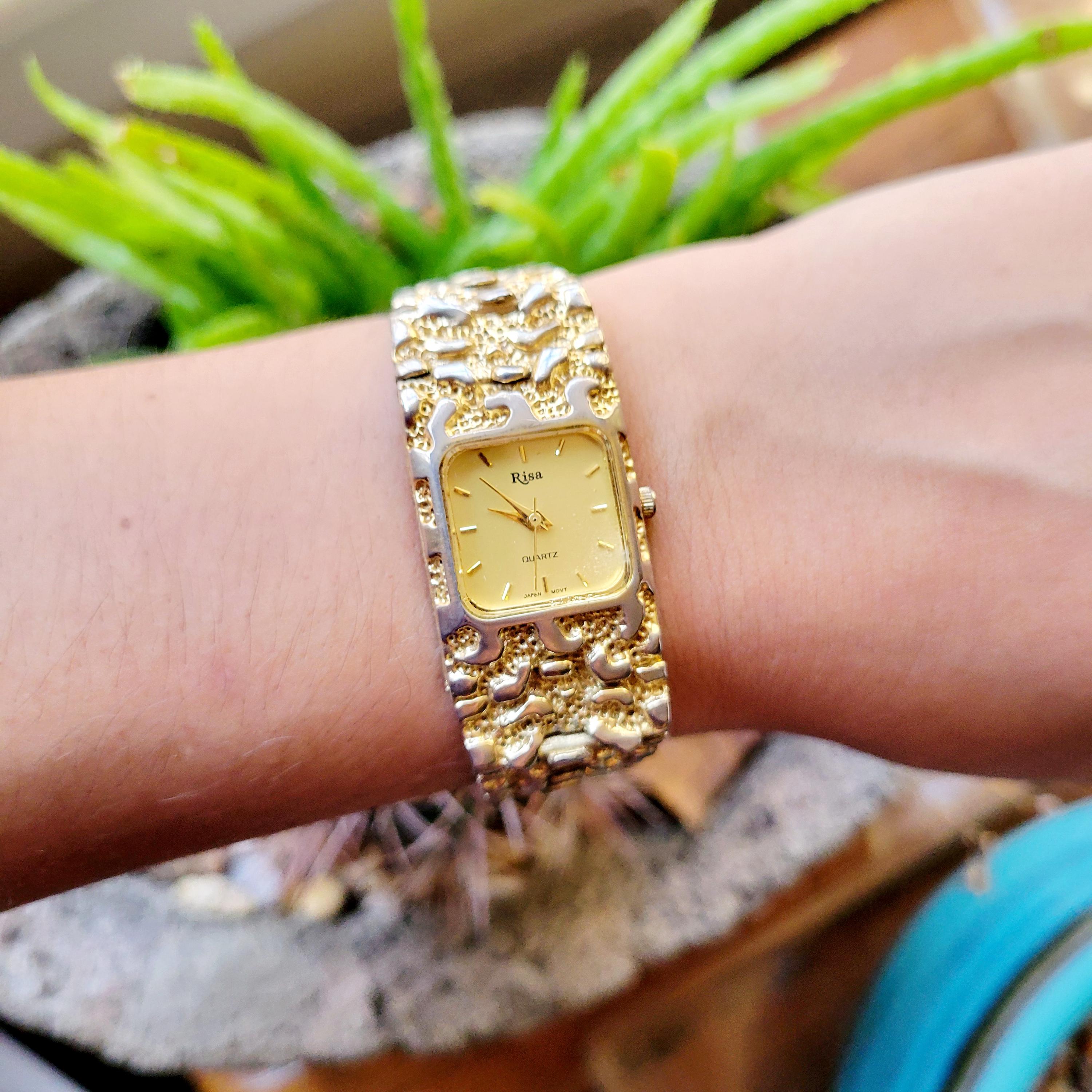 Vintage Risa Quartz Gold Nugget Watch - Etsy