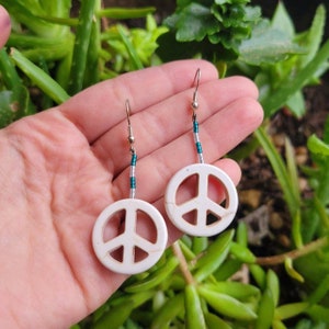 Vintage Handmade Peace Sign Drop Earrings