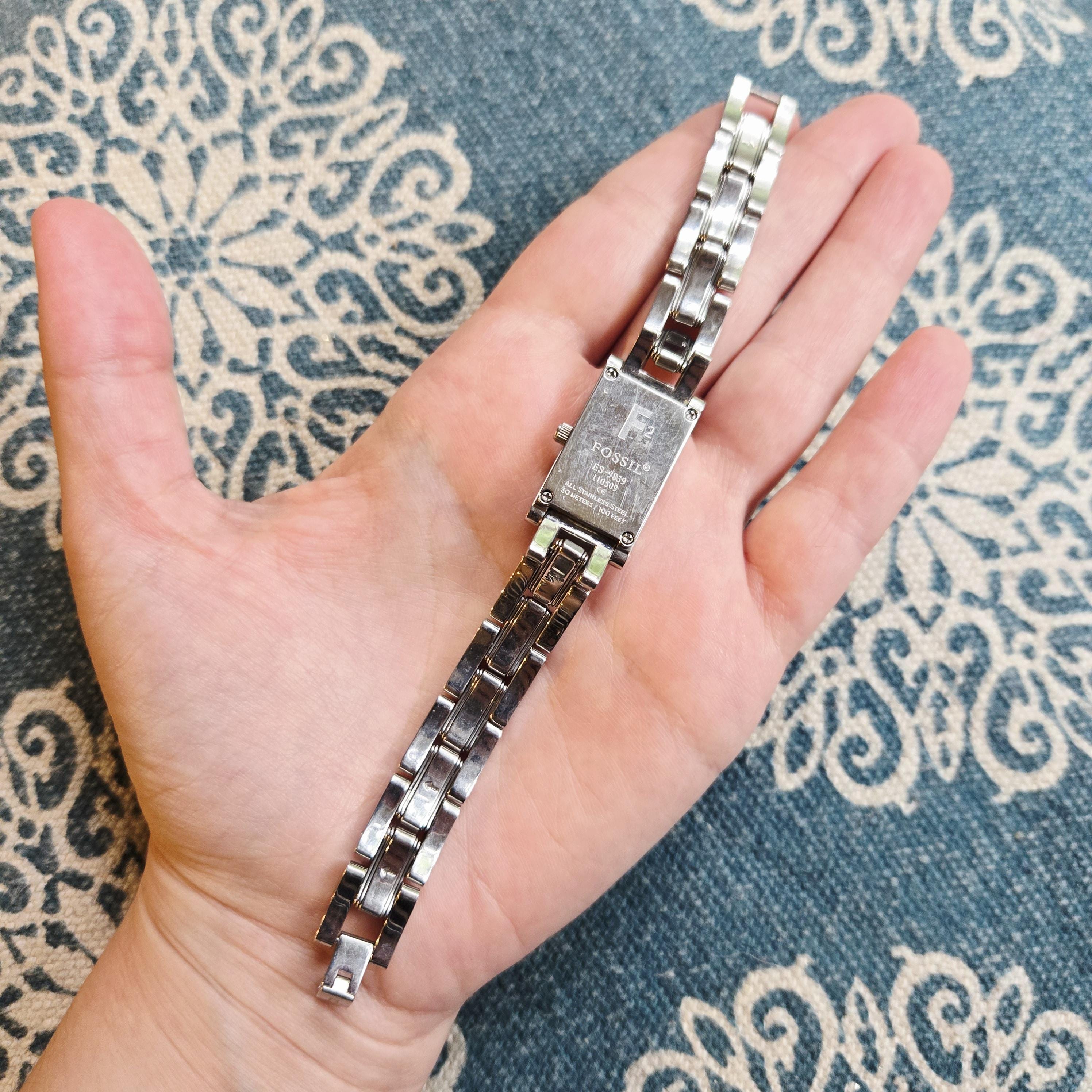 Vintage Fossil Classic Silver Diamond Watch - Etsy
