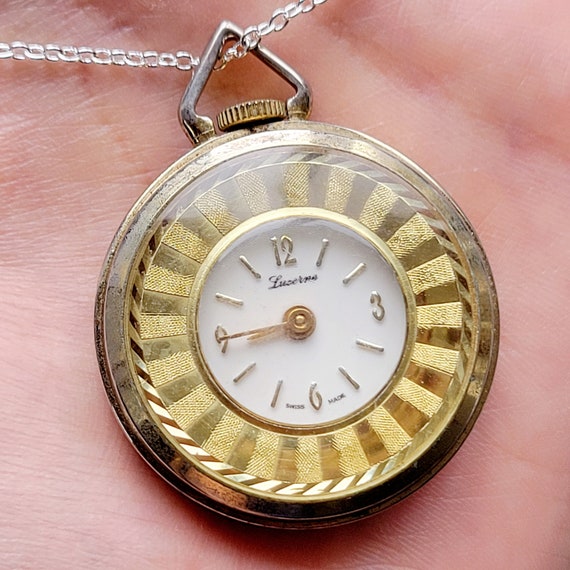 Vintage Swiss Lucerne Watch Necklace - image 3
