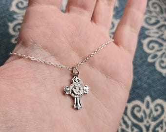 Vintage Silver Saint St Anthony Medal Medallion Necklace