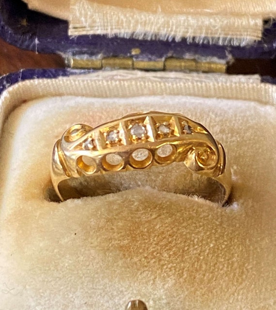 RARE* Antique Edwardian Solid 18K Gold Diamond Gy… - image 3