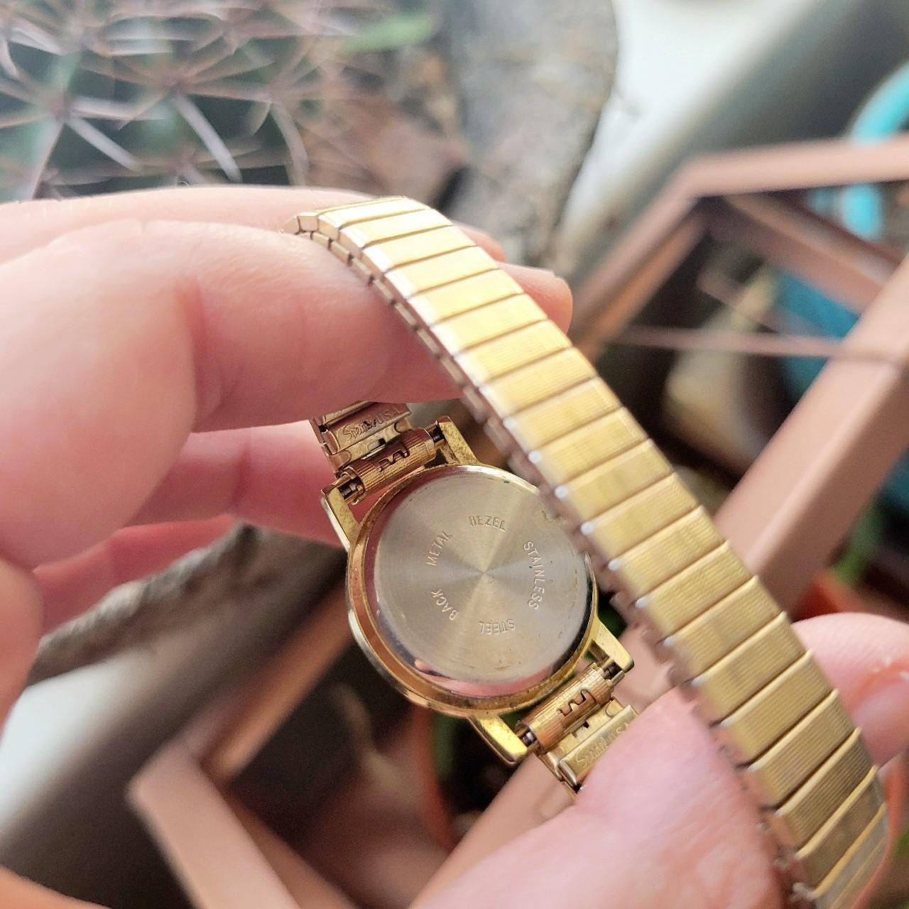 Classic Gold & Purple Rhinestone Stretch Watch - Etsy display picture 1