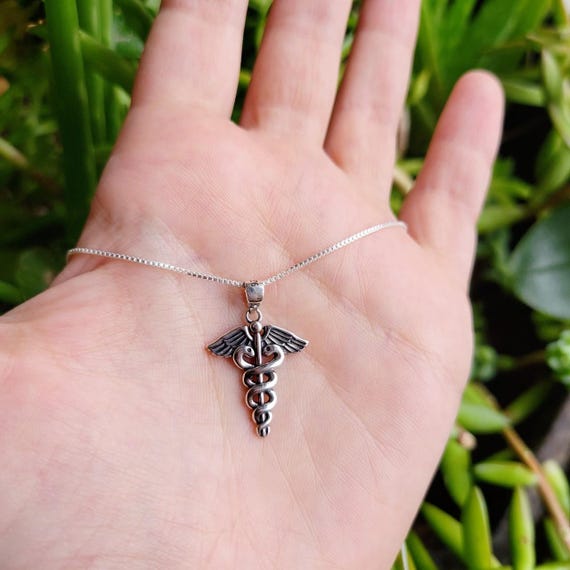 Solid 925 Sterling Silver Simple Caduceus Staff o… - image 3