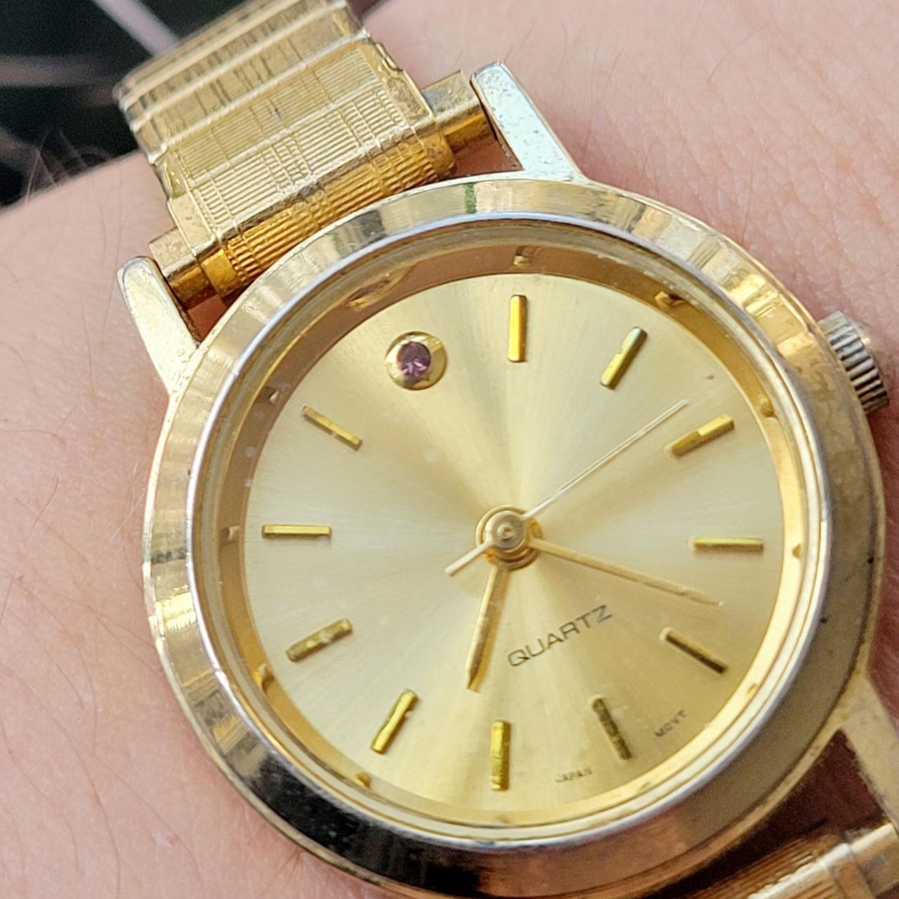 Classic Gold & Purple Rhinestone Stretch Watch Women main image 3