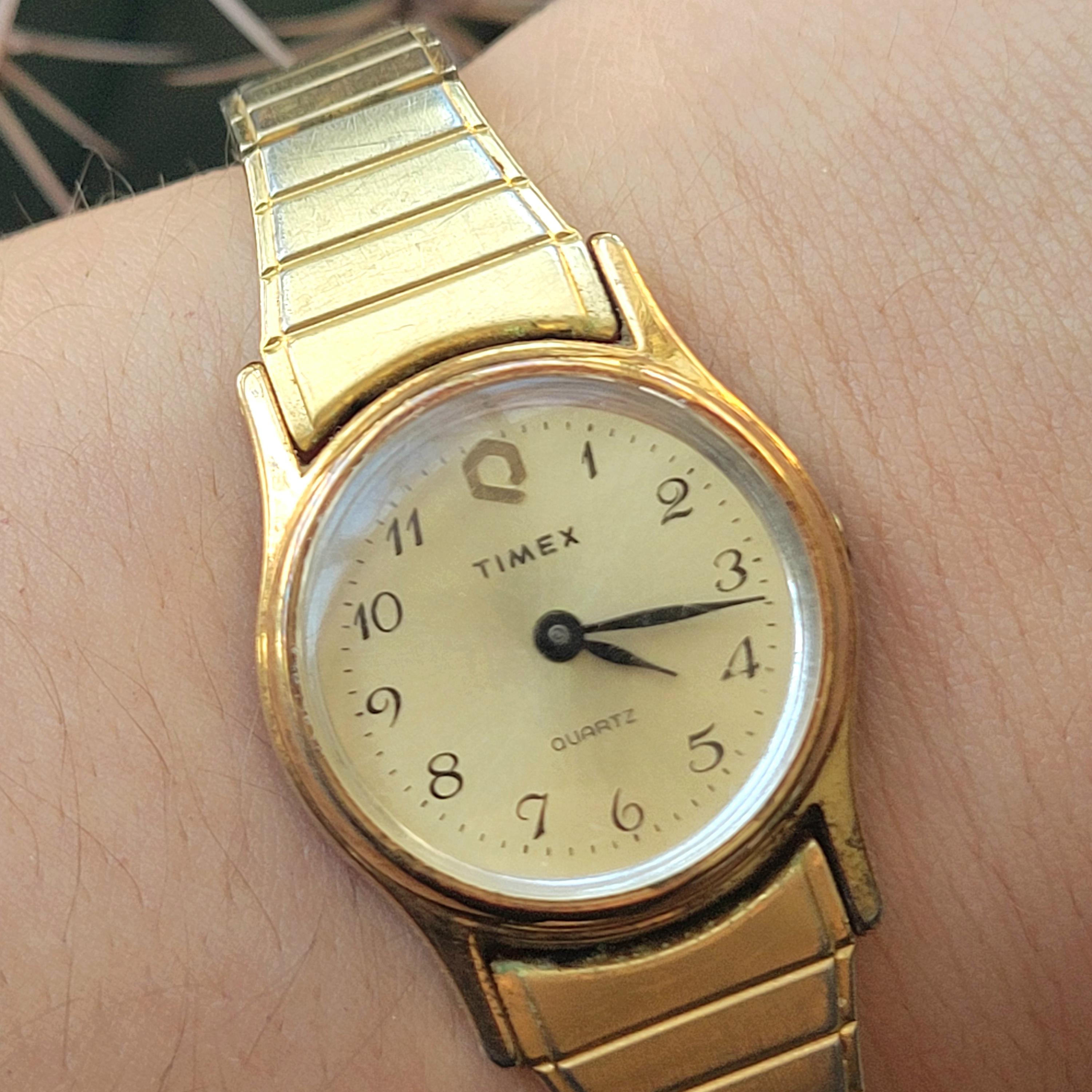 Vintage Timex Quartz Gold Classic Stretch Watch Vintage Timex Dainty Square Cushion Gold Stretch Watch | eBay main image 2
