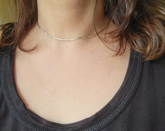 Vintage 925 Sterling Silver Herringbone Necklace