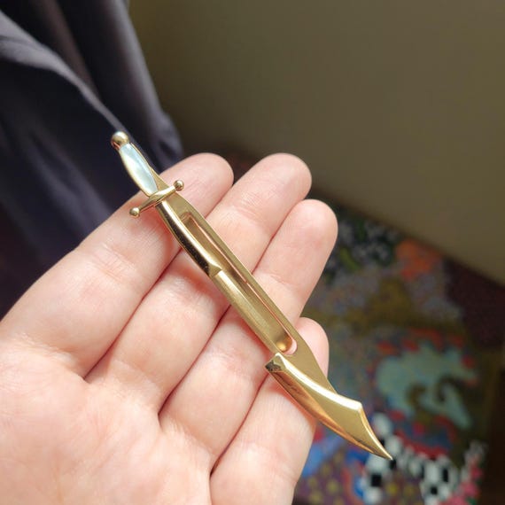 Vintage Swank Gold Mother of Pearl Ninja Sword Tie Clip - Etsy