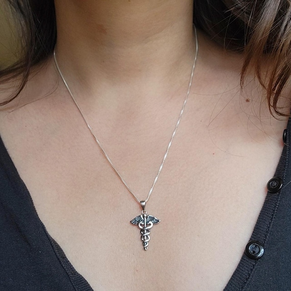 Solid 925 Sterling Silver Simple Caduceus Staff o… - image 7