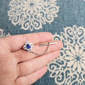Vintage Silver Navy Sodalite Stone Tie Tack