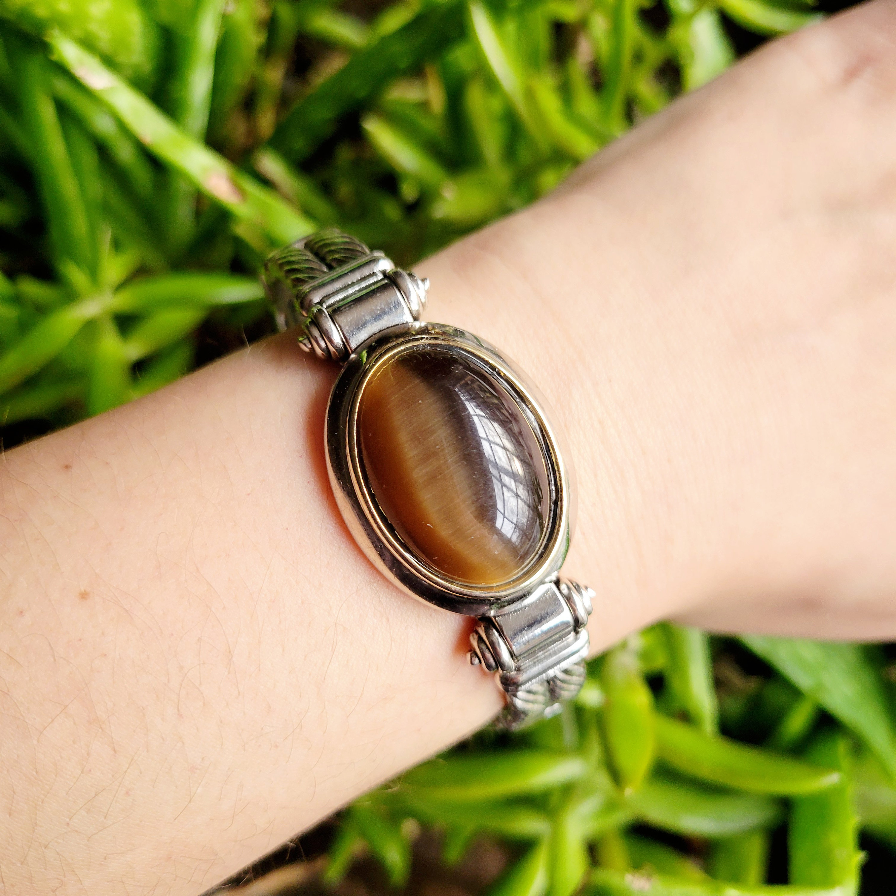 Vintage Tiger's Eye Silver Bracelet - Etsy Vintage Tiger's Eye Silver Bracelet - Etsy