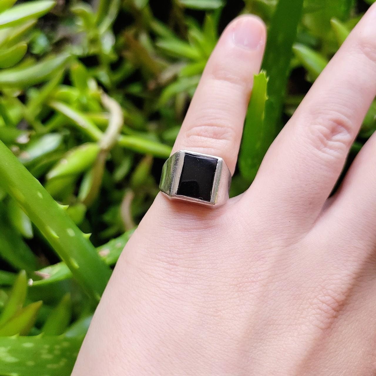 925 銀製 品 ジャンク　約56g Vintage Classic 925 Sterling Silver & Black Ring, Size 5 - Etsy