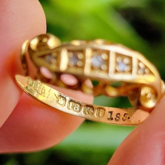 RARE* Antique Edwardian Solid 18K Gold Diamond Gy… - image 8