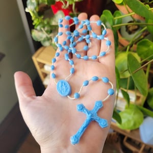 Vintage Baby Blue Crucifix Cross Rosary