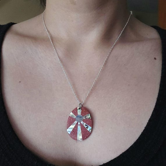 Handmade Bohemian Thai Abalone Shell Red Boho Sun… - image 7