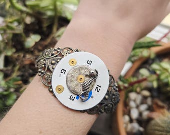 ヴィンテージ エクレクティック ハンドメイド ボヘミアン ウォッチフェイス タツノオトシゴ カフブレスレット