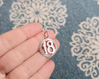 Vintage 925 Sterling Silver "18" Birthday Pendant