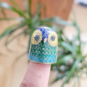 RARE* Vintage Cloisonne Bird Owl Thimble