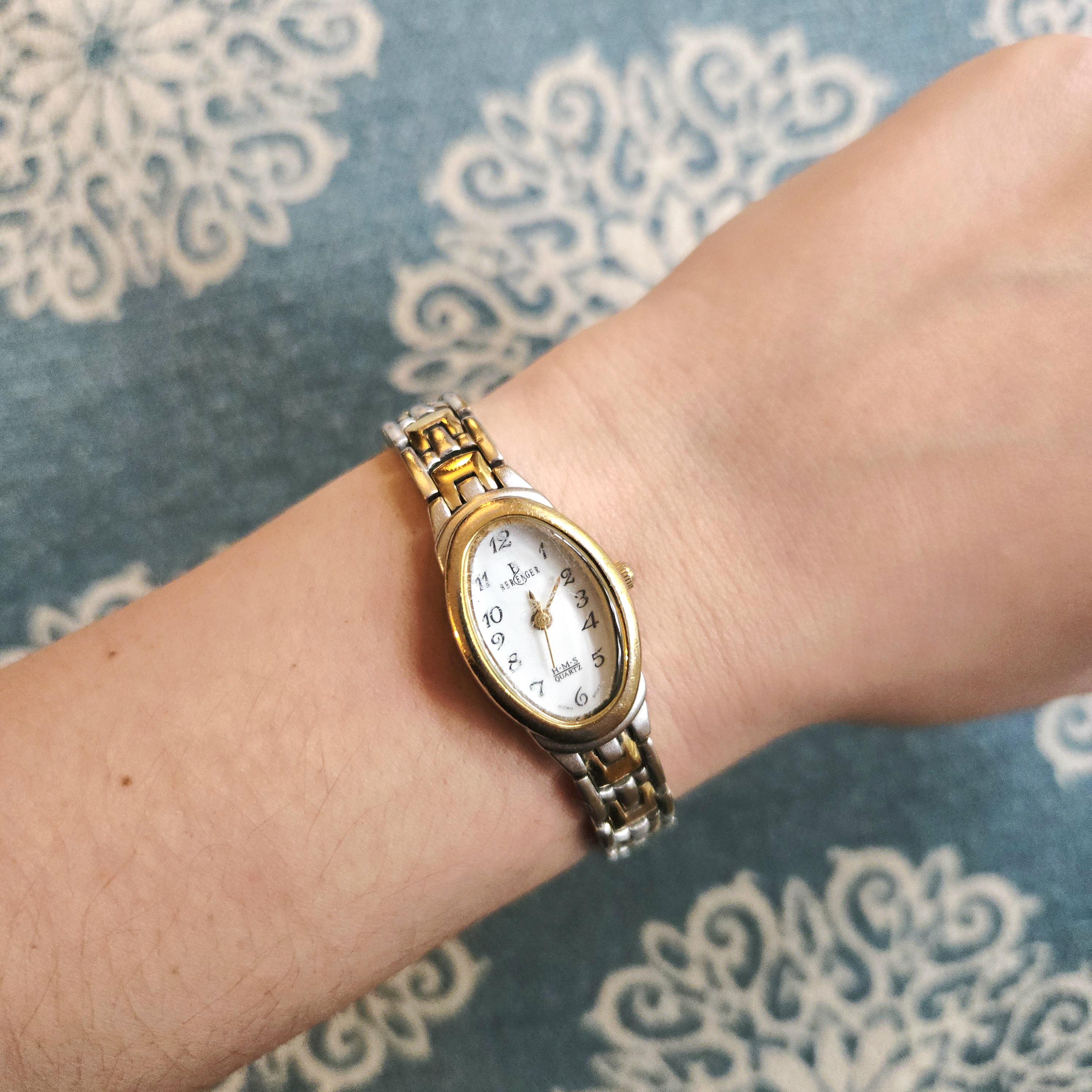 Vintage Berenger Silver & Gold Oval HMS Quartz Watch - Etsy display picture 1