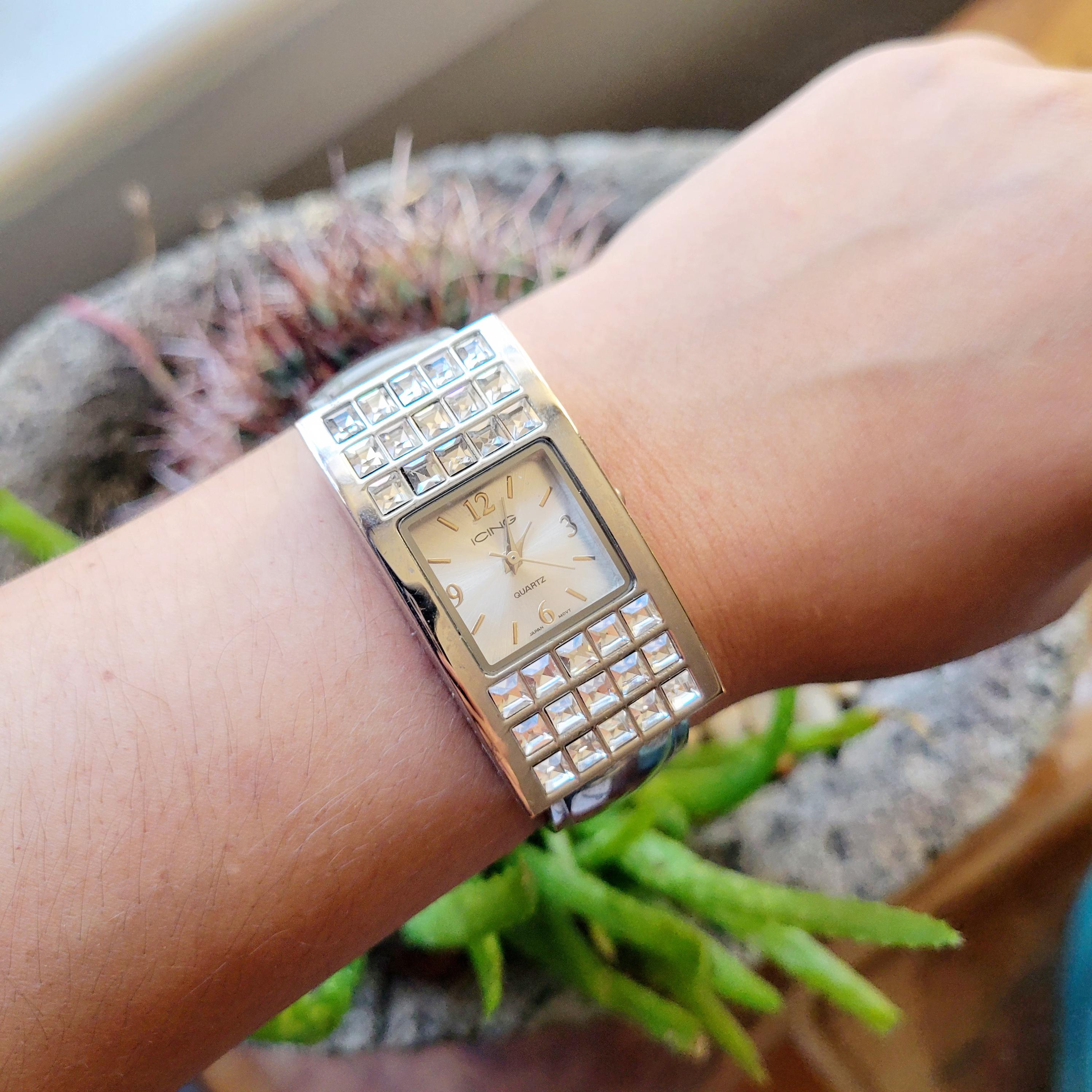 Cassant Vintage Quartz Bracelet Cuff Rhinestone Dress Watch Vintage Watch Rhinestone - Etsy main image 3