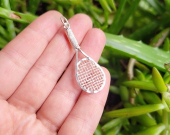 Vintage 925 Sterling Silver Tennis Racket Pendant