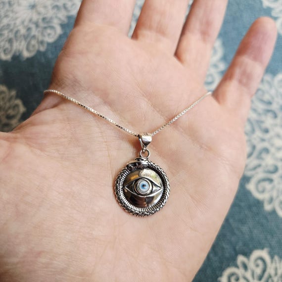 Solid 925 Sterling Silver Genuine Evil Eye Wolf M… - image 8