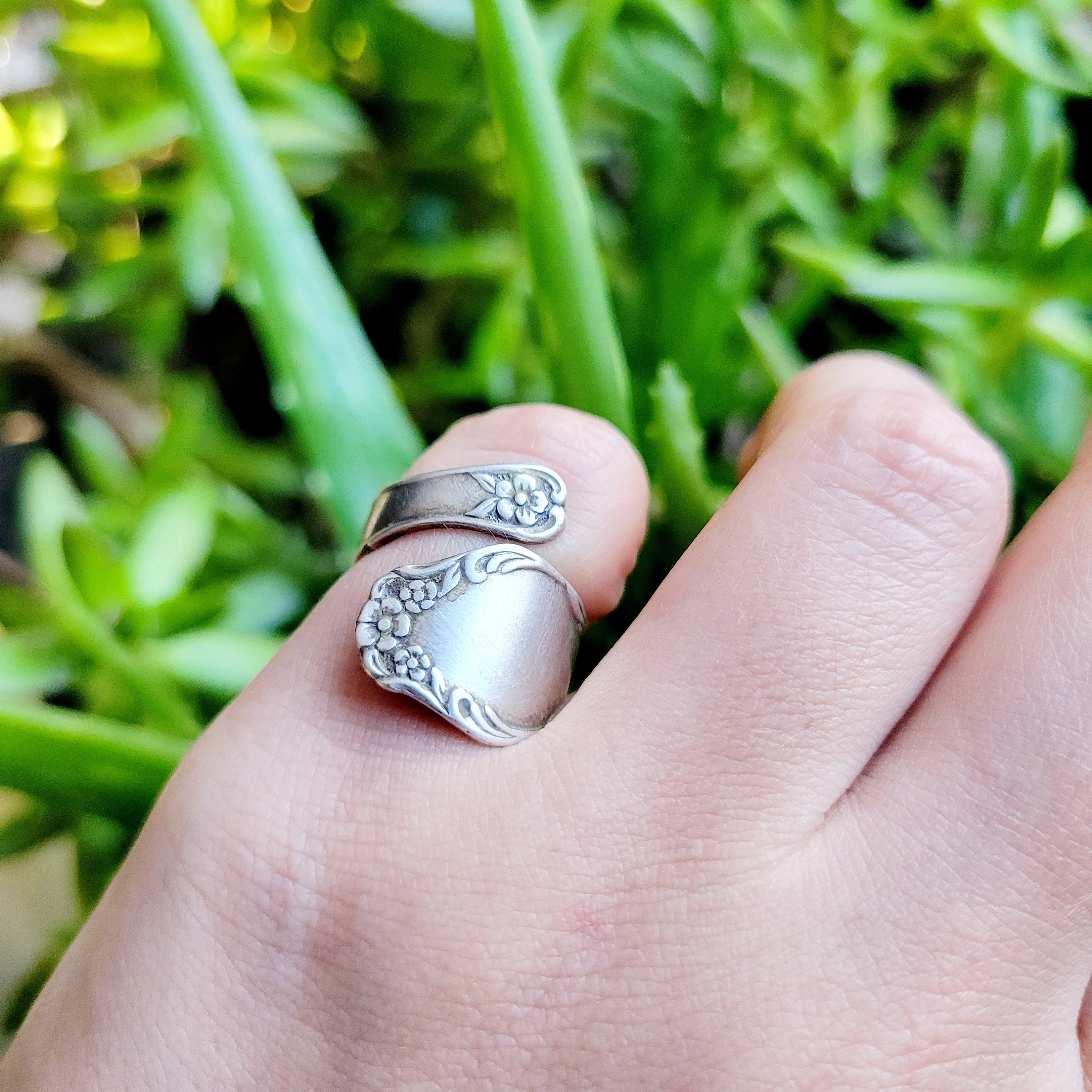 Rare Vintage 925 Sterling Silver Sarah Coventry Floral Spoon Ring
