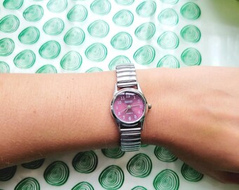 Vintage Coach Ladies Watch: Burgundy Leather, Silver Bezel  display picture 2
