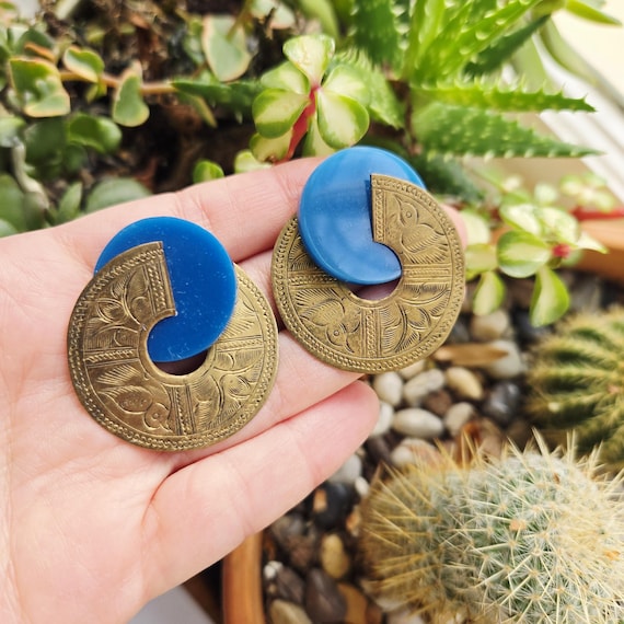 Vintage John Michael Richardson Navy Blue & Gold … - image 1