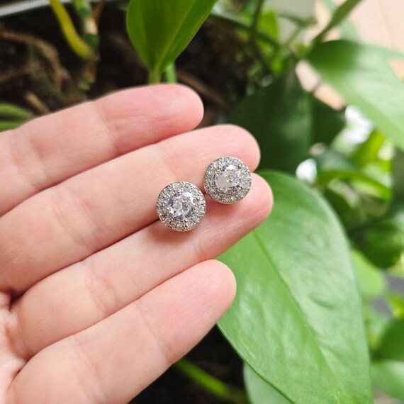 Solid 925 Sterling Silver CZ Studs - image 2