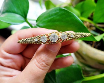 Vintage Ornate Navette Rhinestone Boucher Brooch Pin