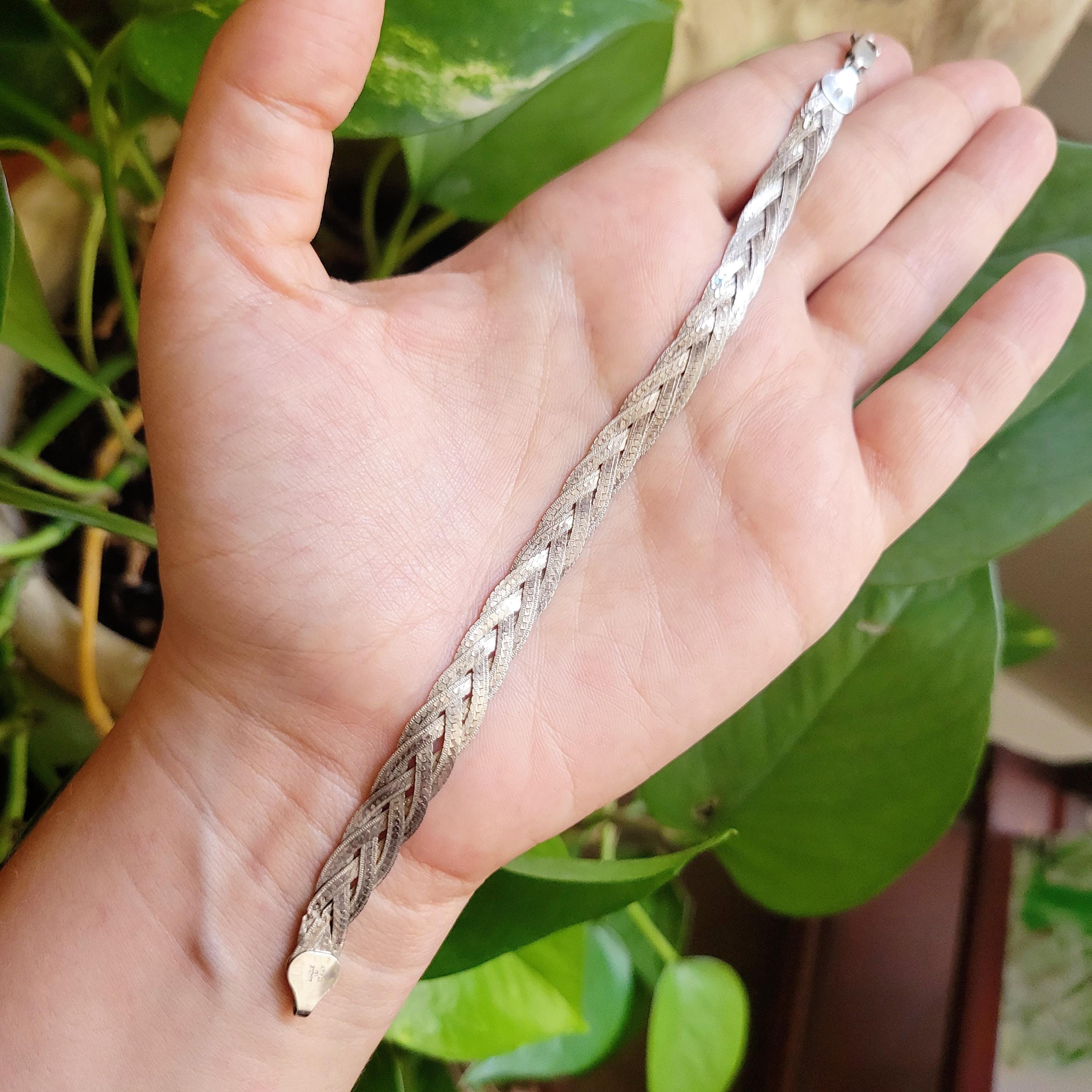 Vintage Dainty 925 Sterling Silver Italian Braided Herringbone