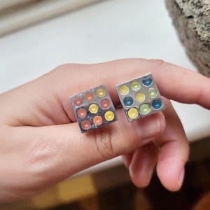 Coppia di gemelli classici in argento a pois vintage