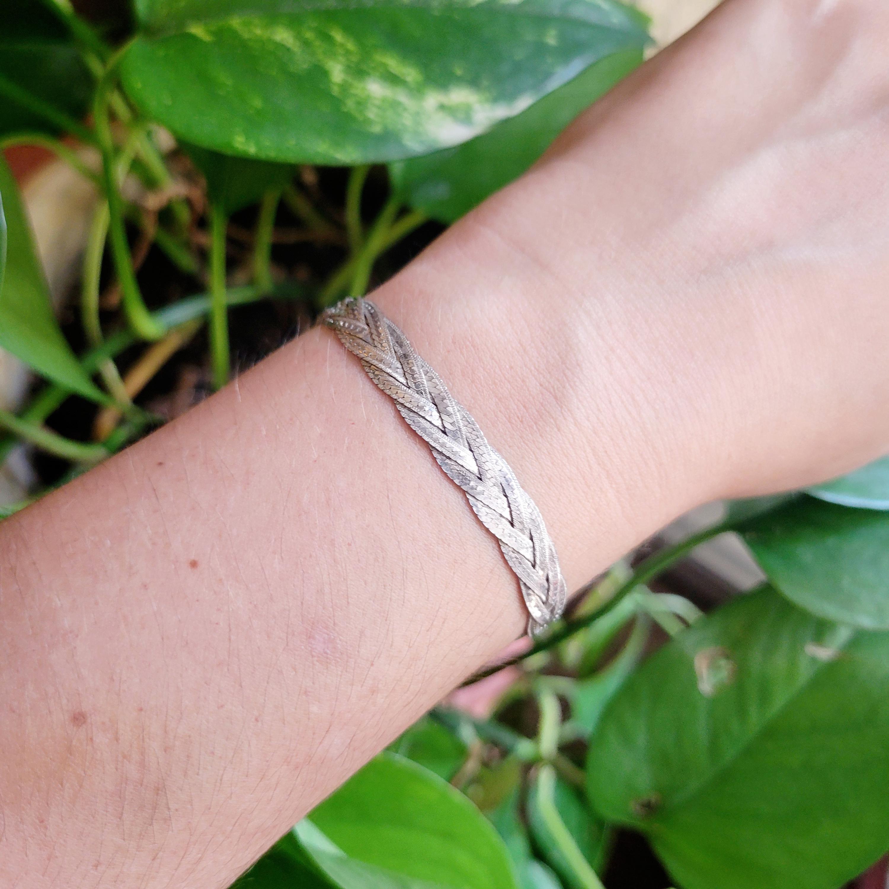 Vintage Dainty 925 Sterling Silver Italian Braided Herringbone