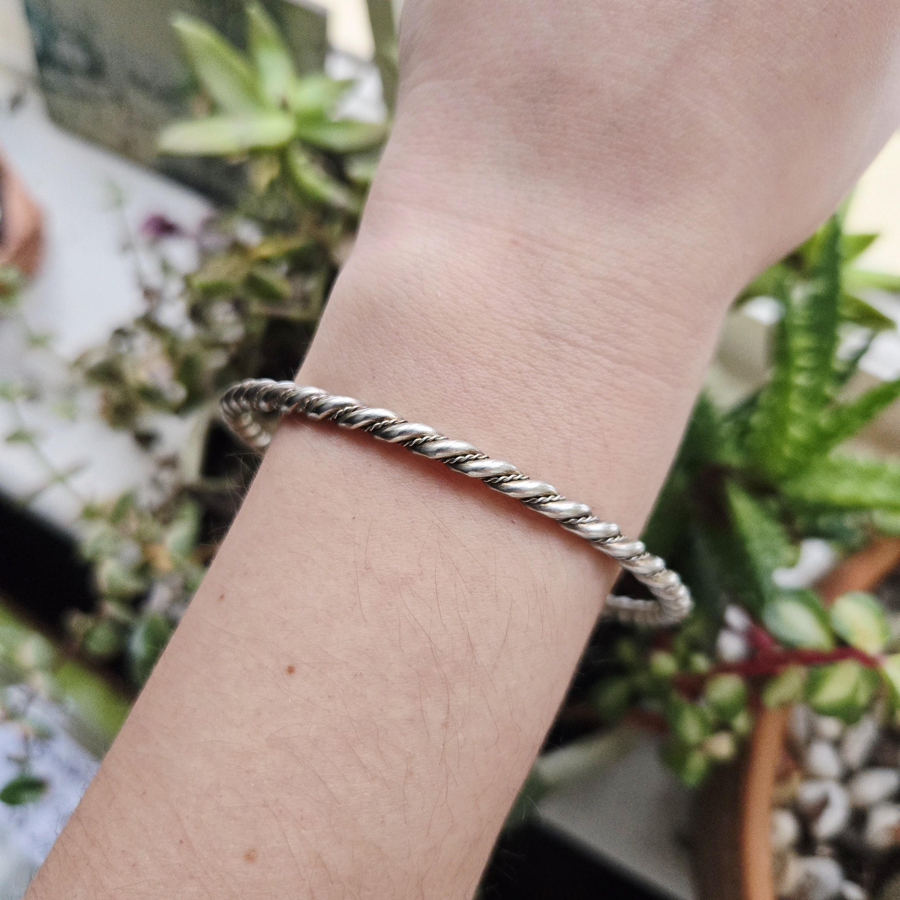 Vintage Classic Simple Silver Twist Bangle Bracelet - Etsy