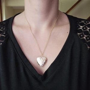 Gold Ornate Floral Heart Locket Necklace